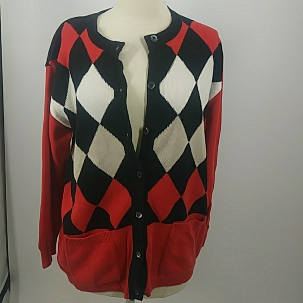 Laurel red/white/black cotton cardigan-sz 6